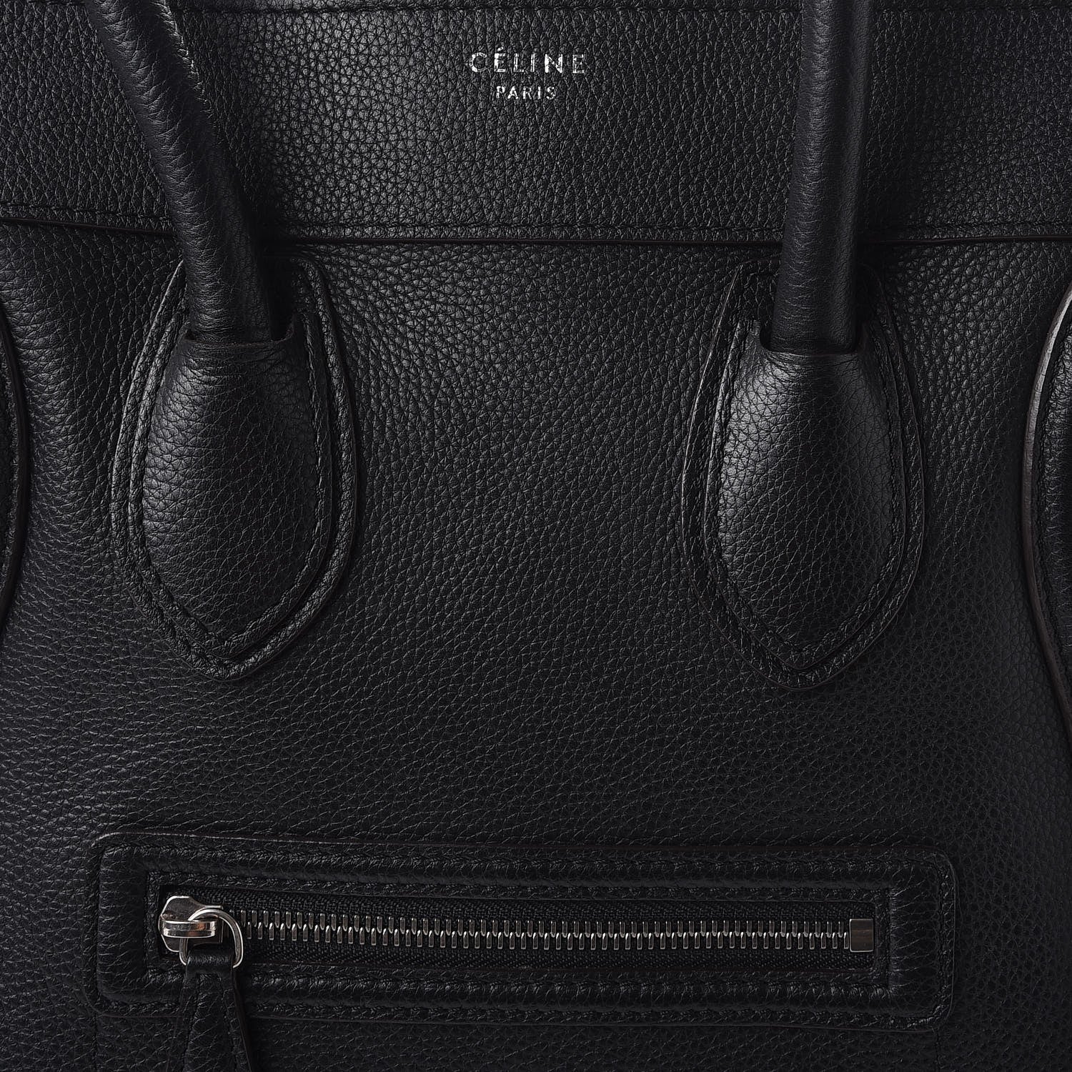 Celine Drummed Calfskin Mini Luggage Black 9 of 13