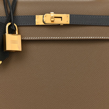 Hermes Epsom Tri-Color Kelly Sellier 25 Etoupe Ardoise Black 8 of 11