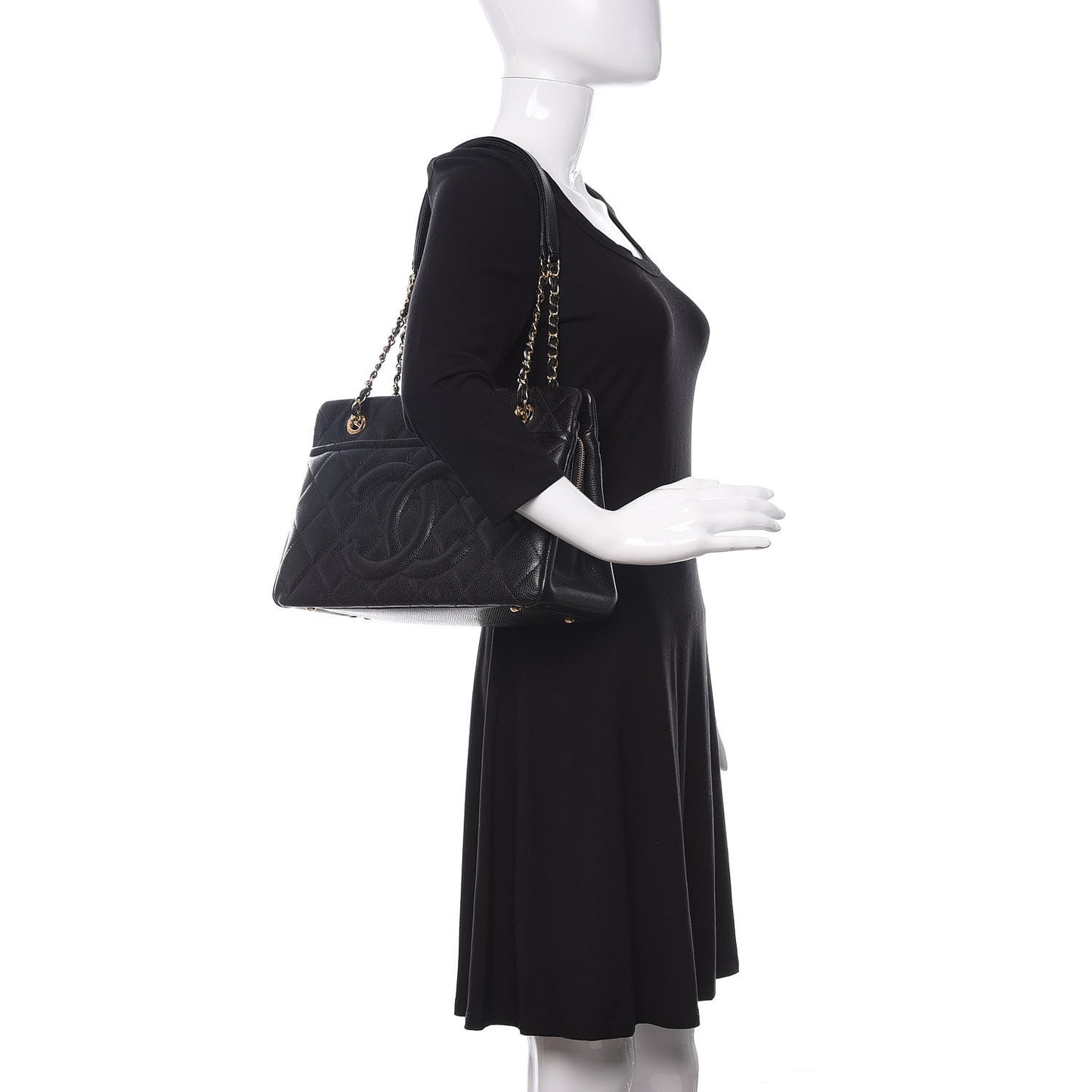 Caviar Quilted Timeless CC Soft Tote Black