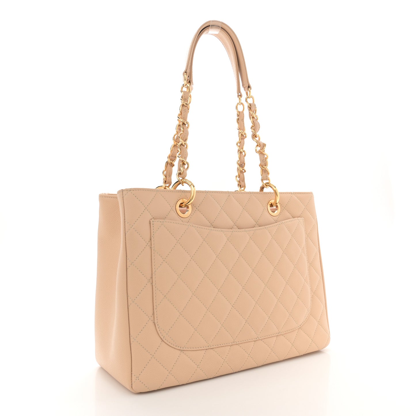 Caviar Quilted Grand Shopping Tote GST Beige