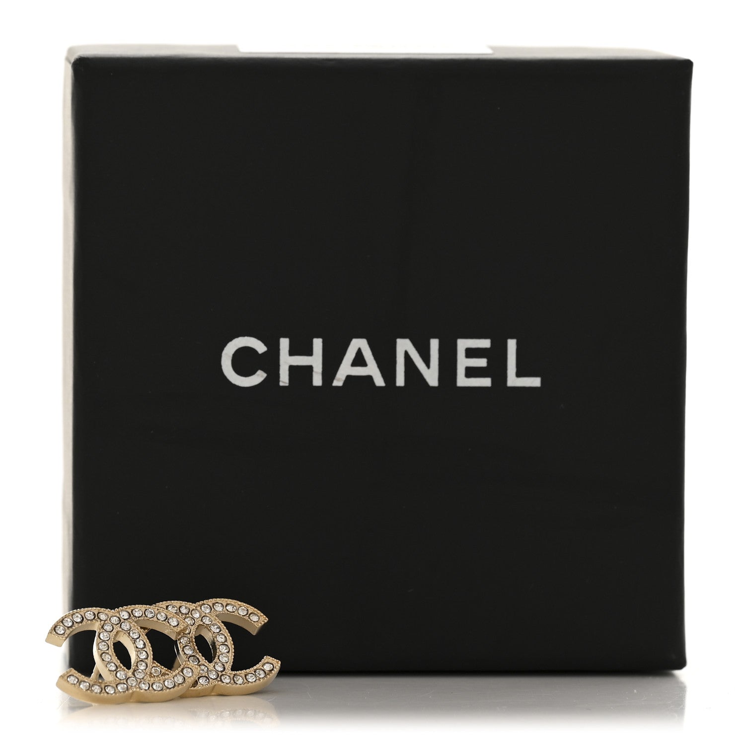 Chanel Metal Crystal CC Earrings Gold 5 of 5