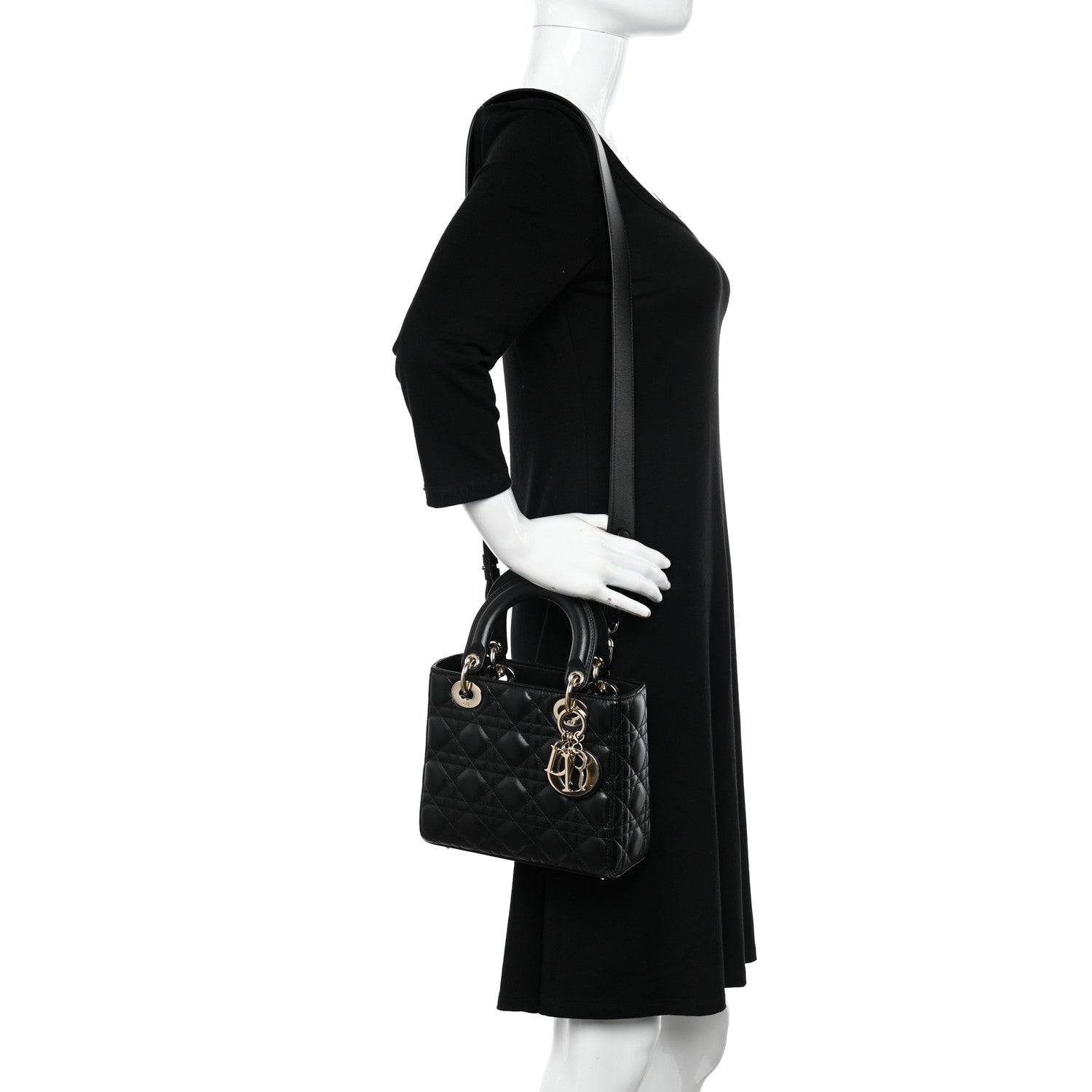 Christian Dior Lambskin Cannage Small My ABCDior Lady Dior Black 2 of 9