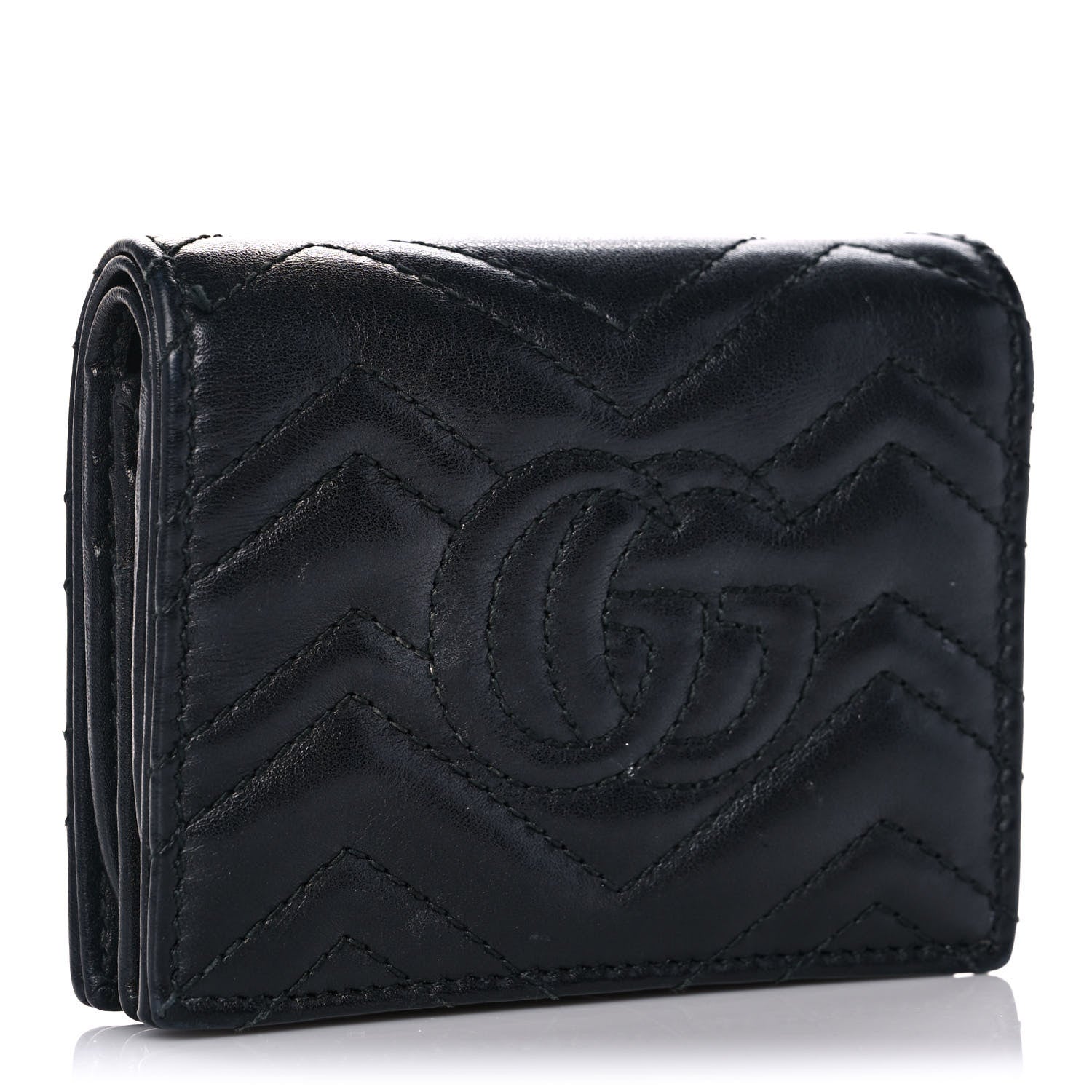 Gucci Calfskin Matelasse GG Marmont Card Case Wallet Black 3 of 13