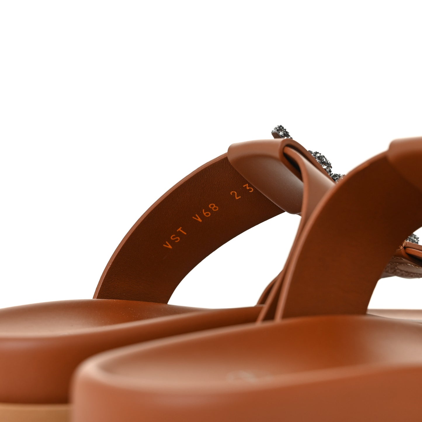 Calfskin Serpent 20mm Slide Sandals 37 Cuoio