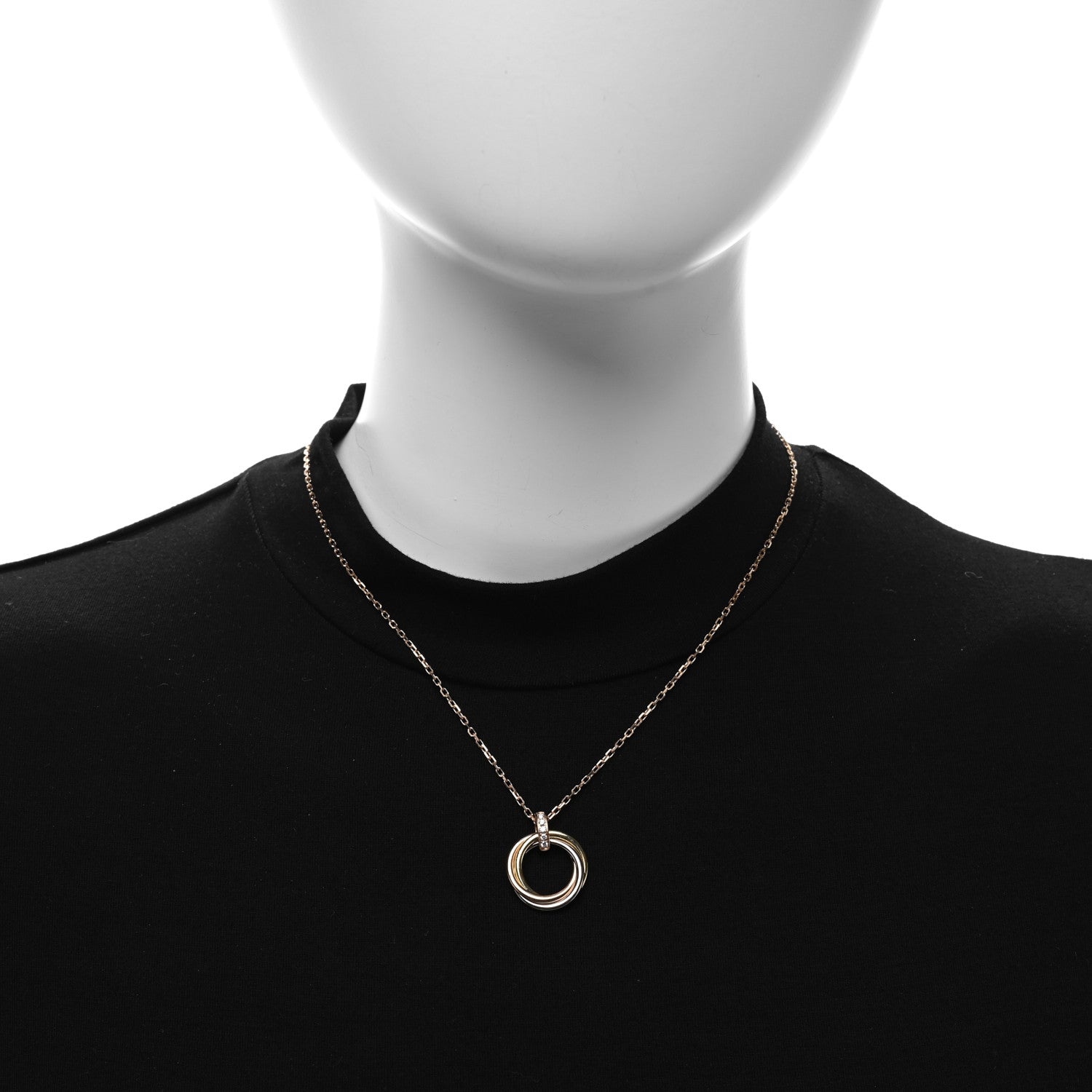 Cartier 18K Pink White Yellow Gold Diamond Trinity Pendant Necklace 2 of 4