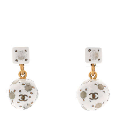 Chanel Soccer Ball CC Drop Earrings White 1 of 8
