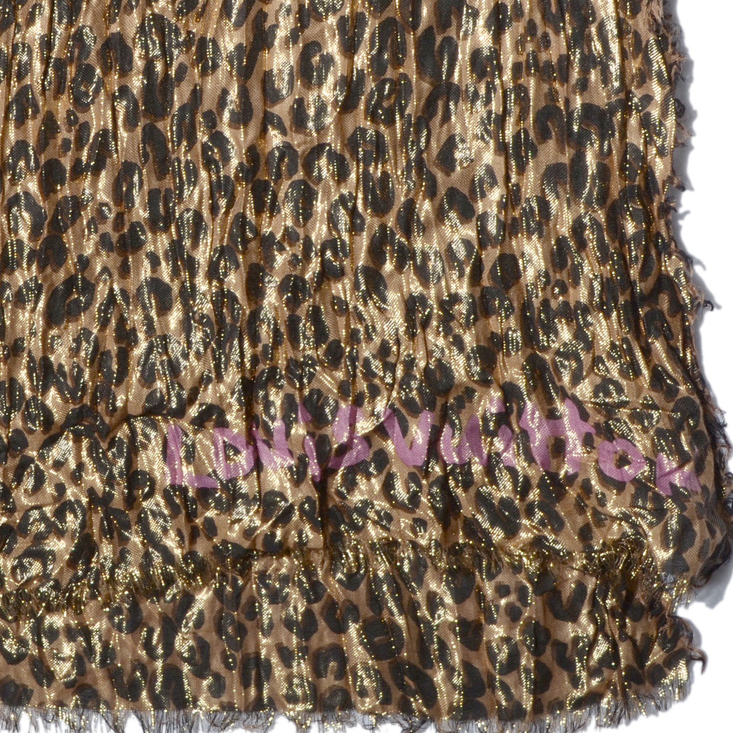 Louis Vuitton Cashmere Silk Leopard Etole Stole Disco Marron 5 of 7