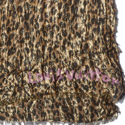 Louis Vuitton Cashmere Silk Leopard Etole Stole Disco Marron 5 of 7