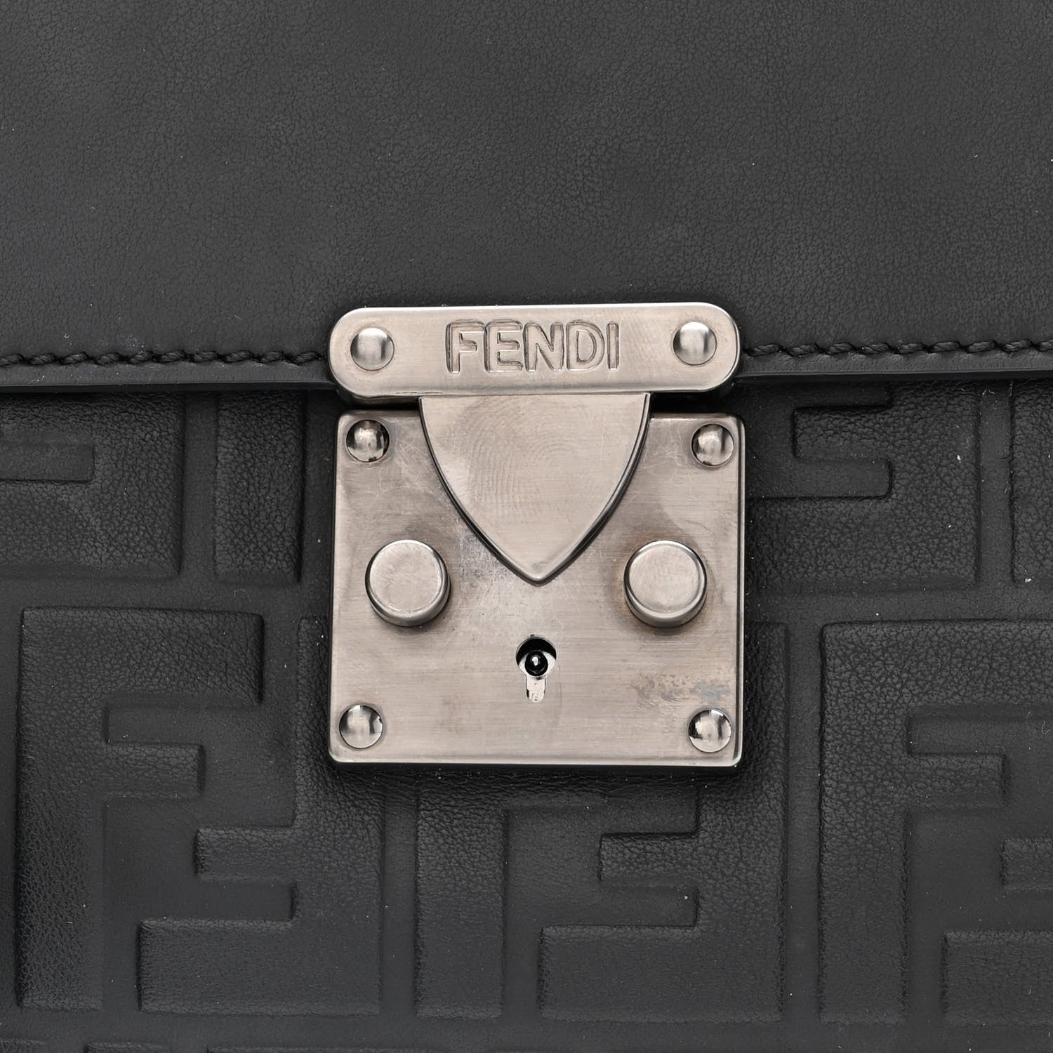 Fendi Vitello Century Grace FF Embossed Top Handle Clutch Black 10 of 10
