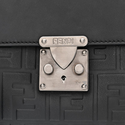 Fendi Vitello Century Grace FF Embossed Top Handle Clutch Black 10 of 10