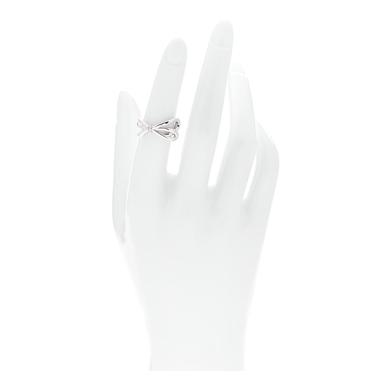 18K White Gold Diamond Bow Ring 49 5