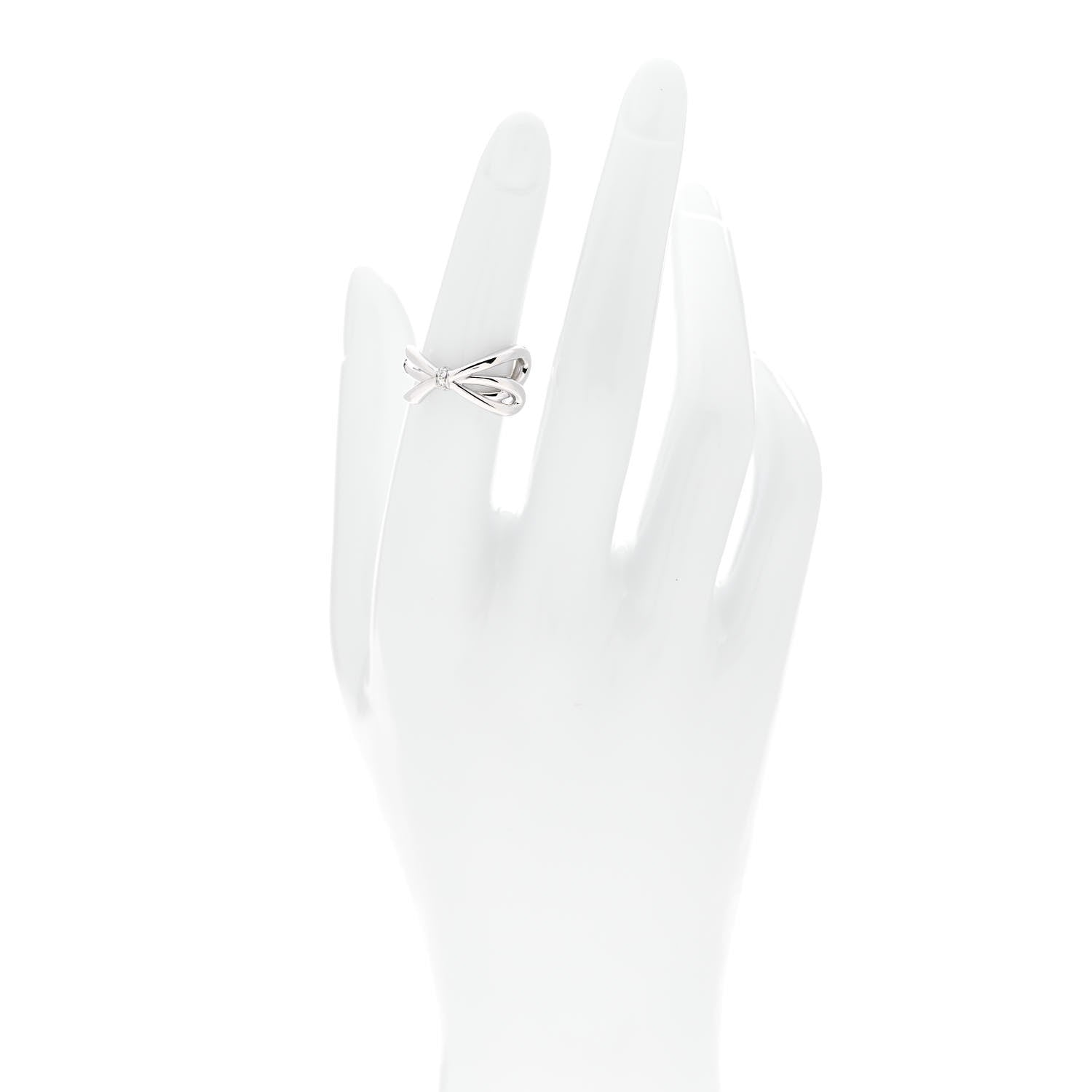 Tiffany 18K White Gold Diamond Bow Ring 49 5 2 of 5