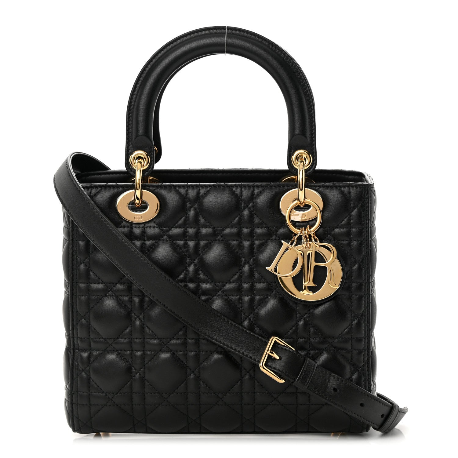 Christian Dior Lambskin Cannage Medium Lady Dior Black 1 of 13