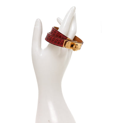 Hermes Shiny Alligator Kelly Double Tour Bracelet S Fuchsia 2 of 5