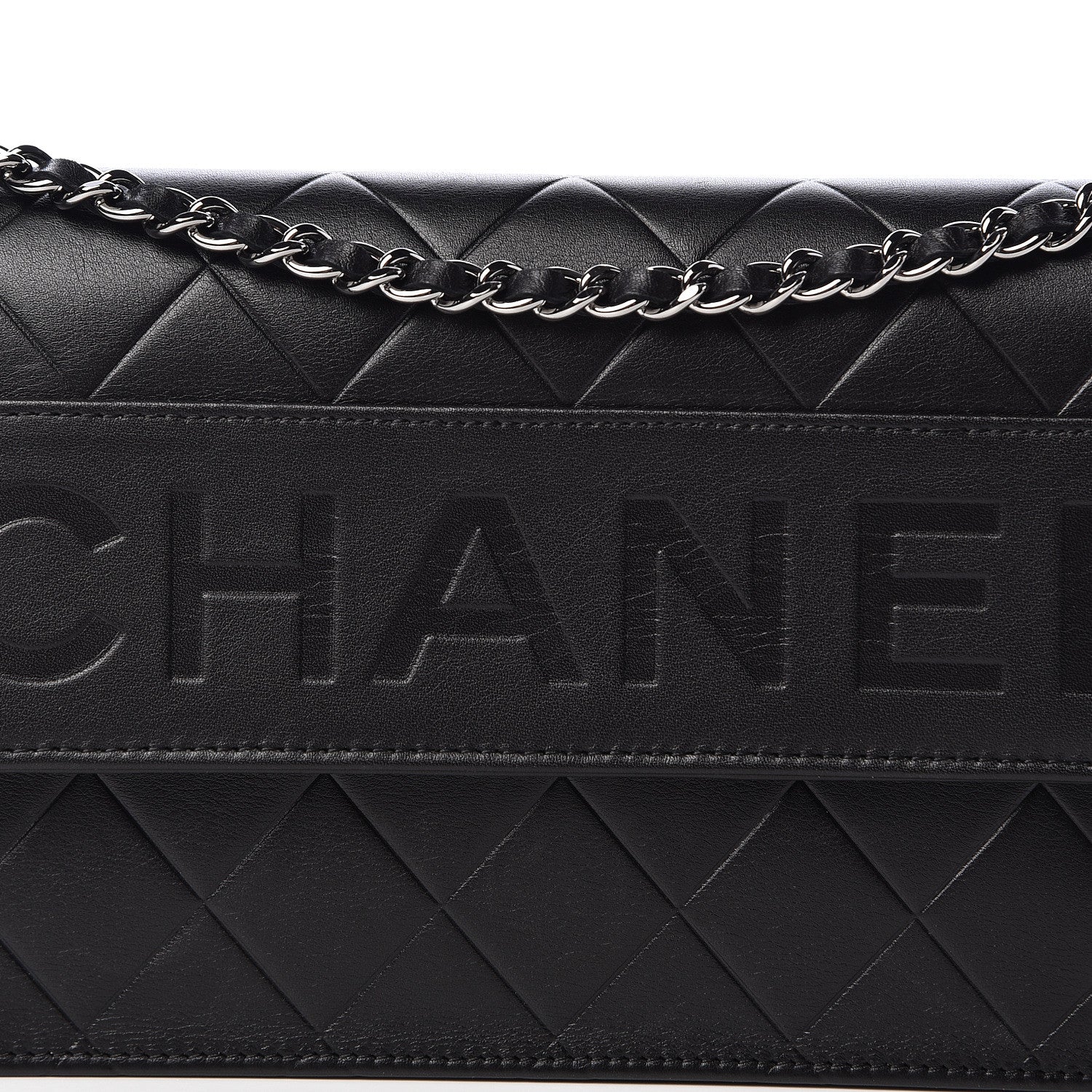 Chanel Lambskin Embossed Lax Wallet On Chain WOC Black 13 of 14