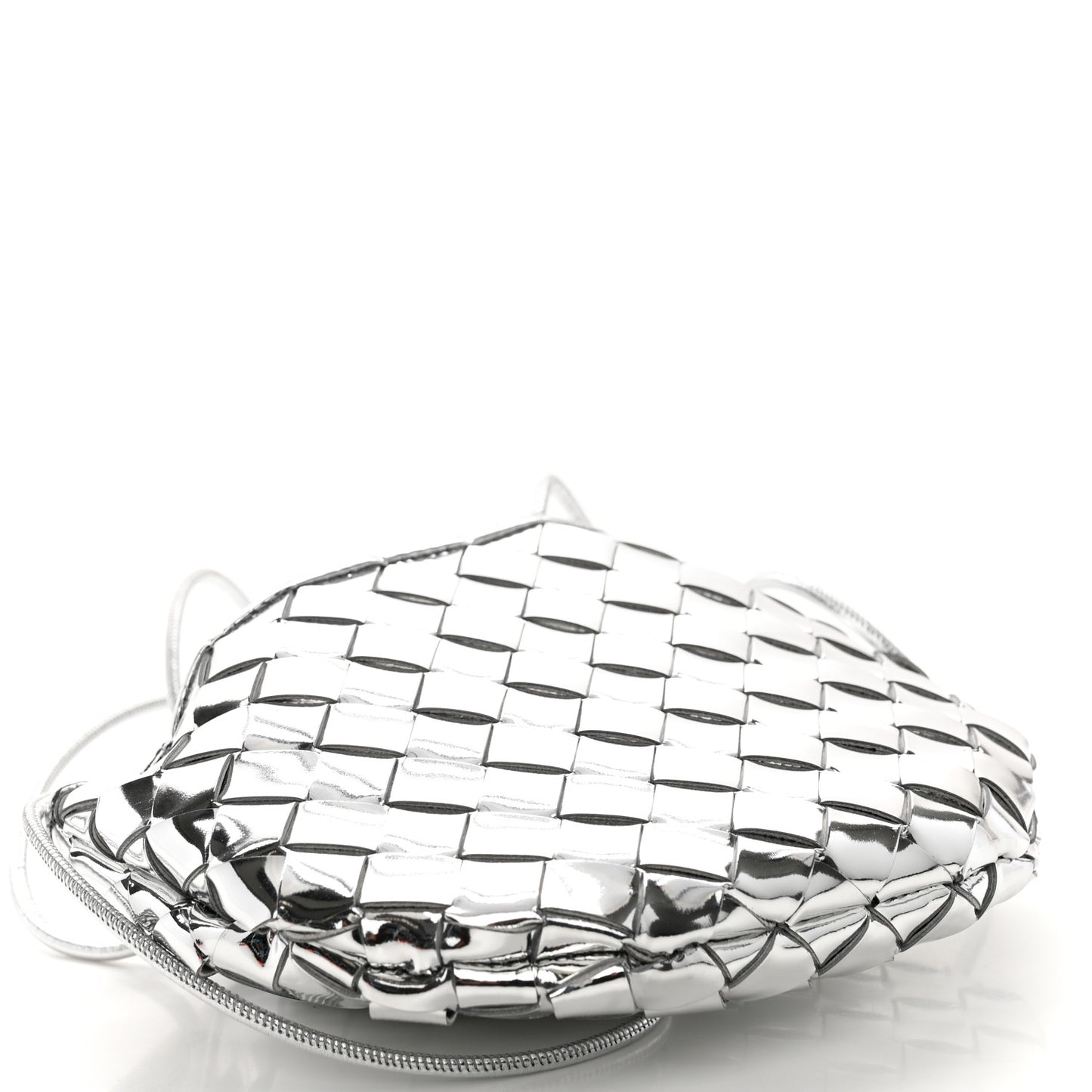 Mirror Laminated Nappa Intrecciato Mini Sardine Bag Silver