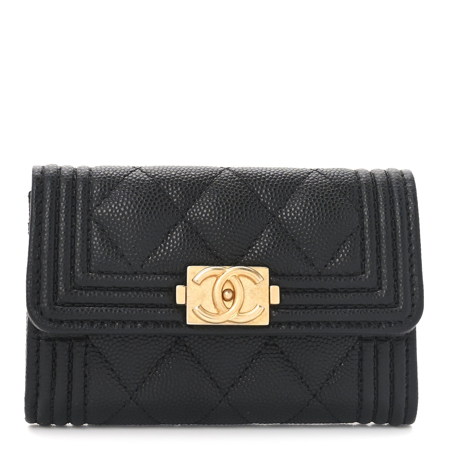 Chanel Caviar Quilted Boy Flap Card Holder Black 1 of 9