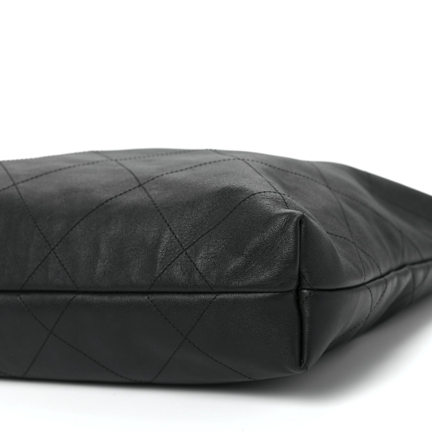 Calfskin Stitched Maxi Shopping Bag Black