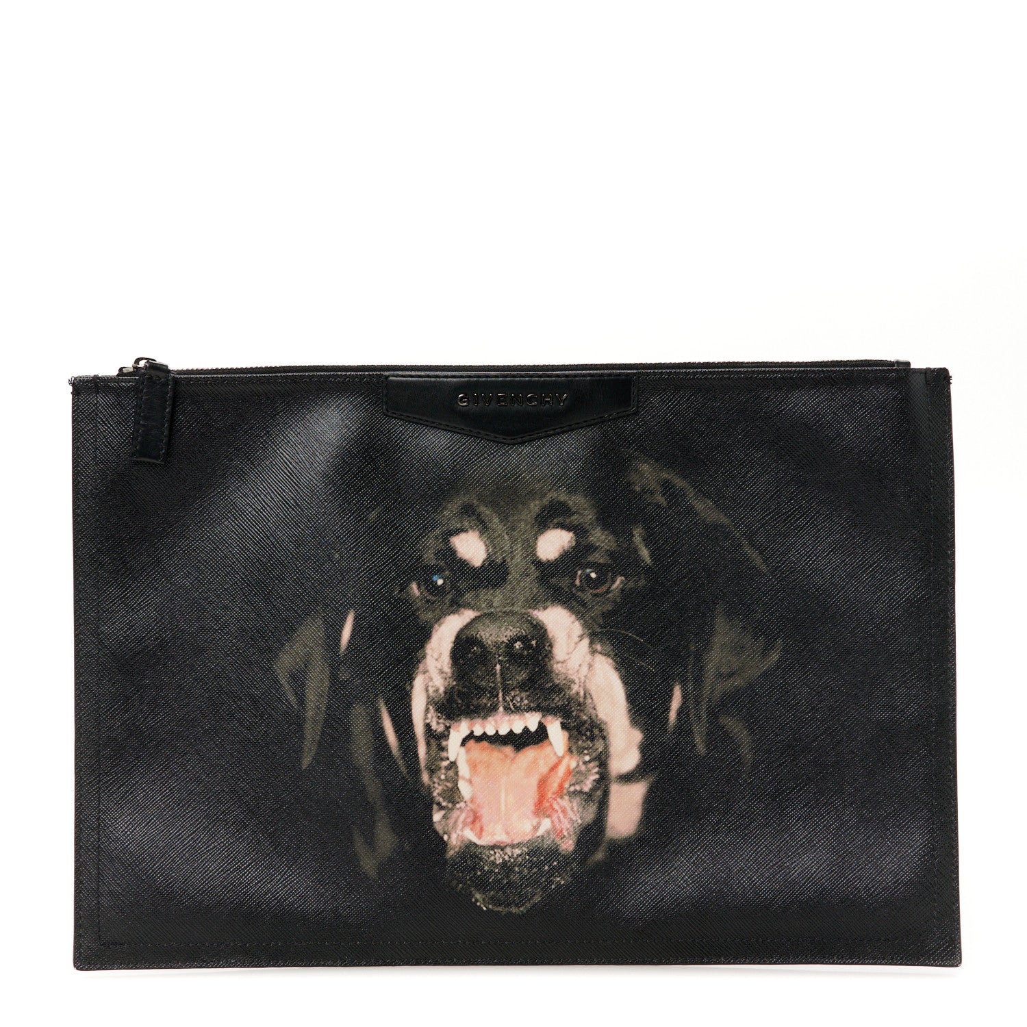 Givenchy Texutured Coated Canvas Rottweiler Print Medium Cosmetic Pouch Black 1 of 10