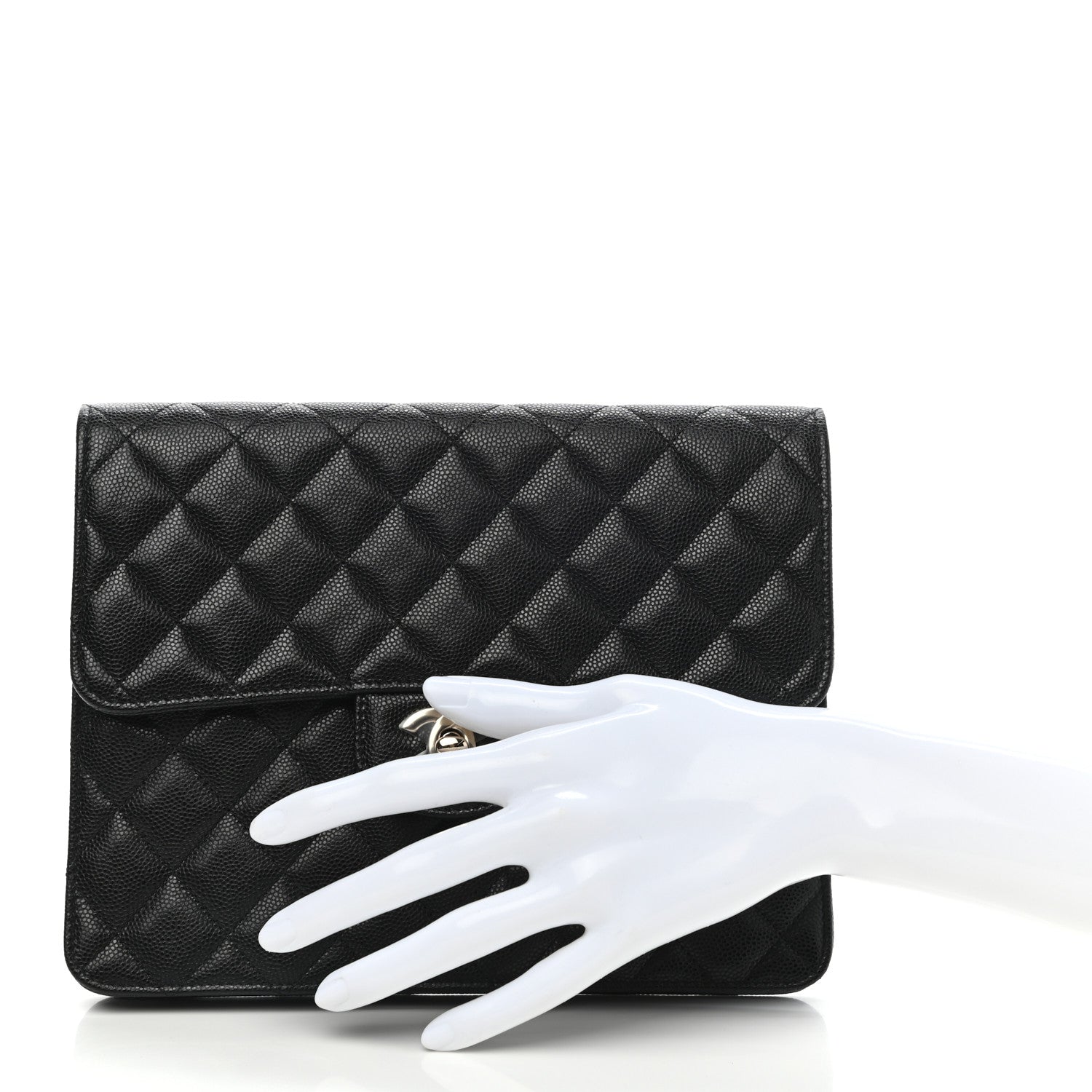 Chanel Caviar Quilted Square Flap Clutch Black 2 of 9