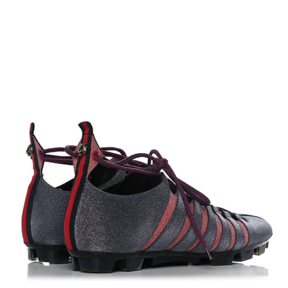 Gucci Nappa Sparkle Feline Web Titan Lace Up Sneakers 8.5 Caspian Rosso 4 of 10