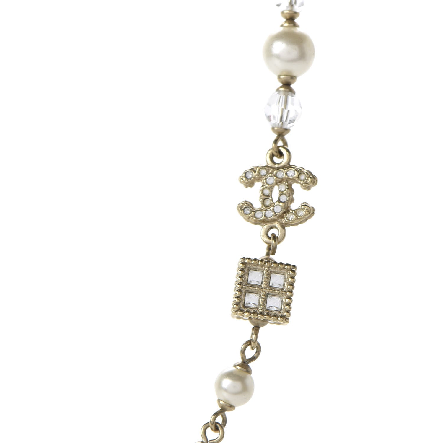 Chanel Pearl Bead Crystal CC Short Necklace Gold 4 of 6