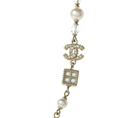 Chanel Pearl Bead Crystal CC Short Necklace Gold 4 of 6