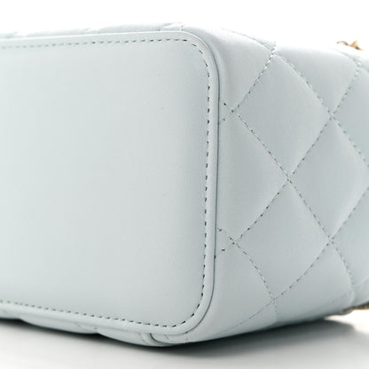 Chanel Lambskin Quilted Small Top Handle Vanity Case With Chain Light Blue 10 of 10