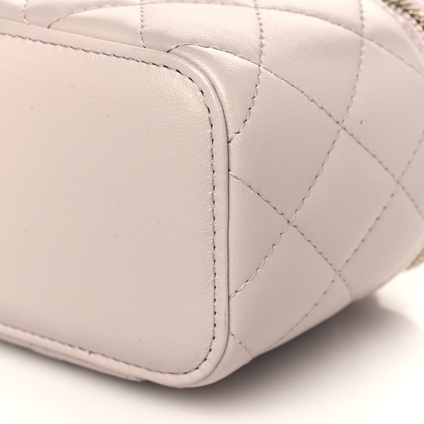 Lambskin Quilted Pearl Crush Mini Vanity Case With Chain Light Purple