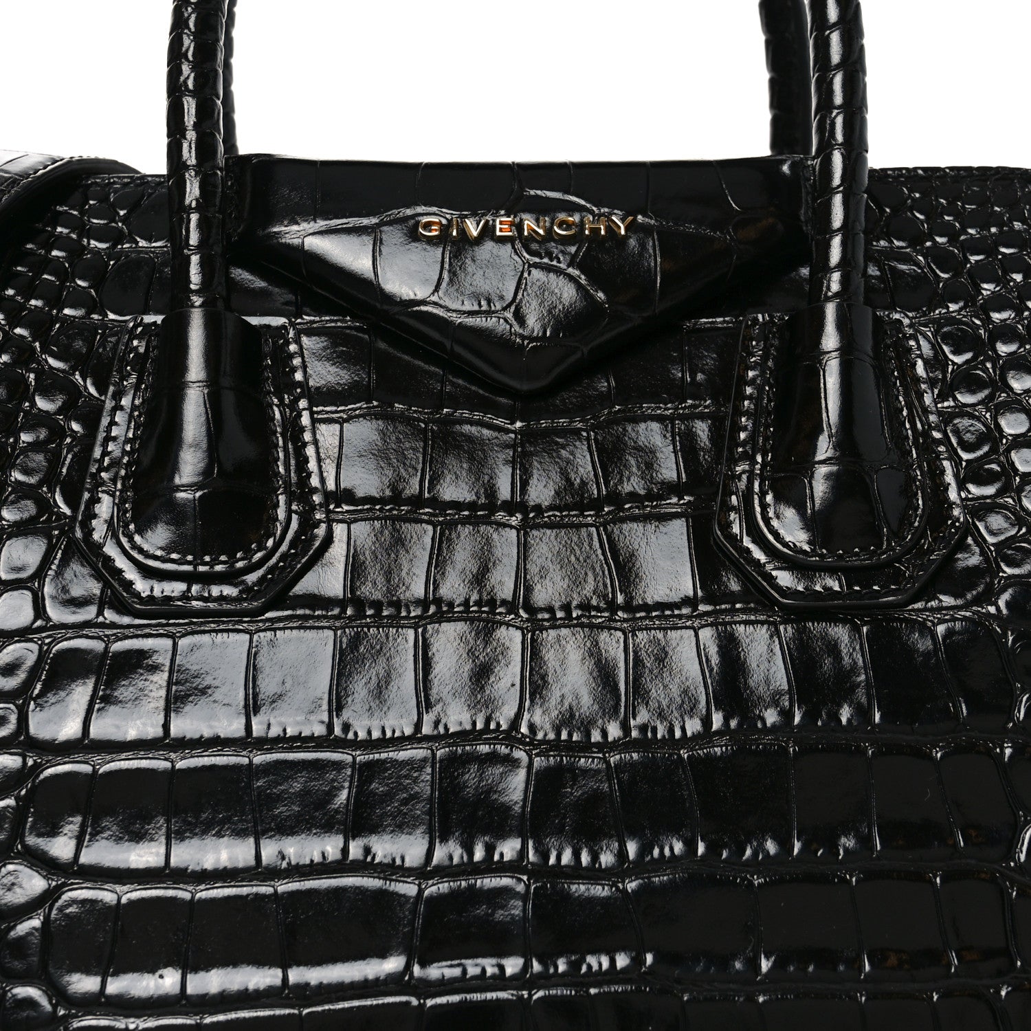 Givenchy Calfskin Crocodile Embossed Small Antigona Black 8 of 10