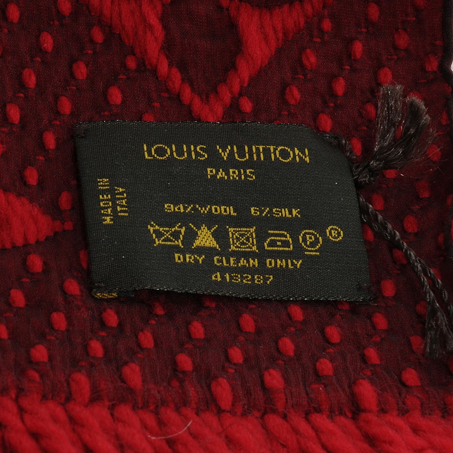 Wool Silk Logomania Scarf Rubis