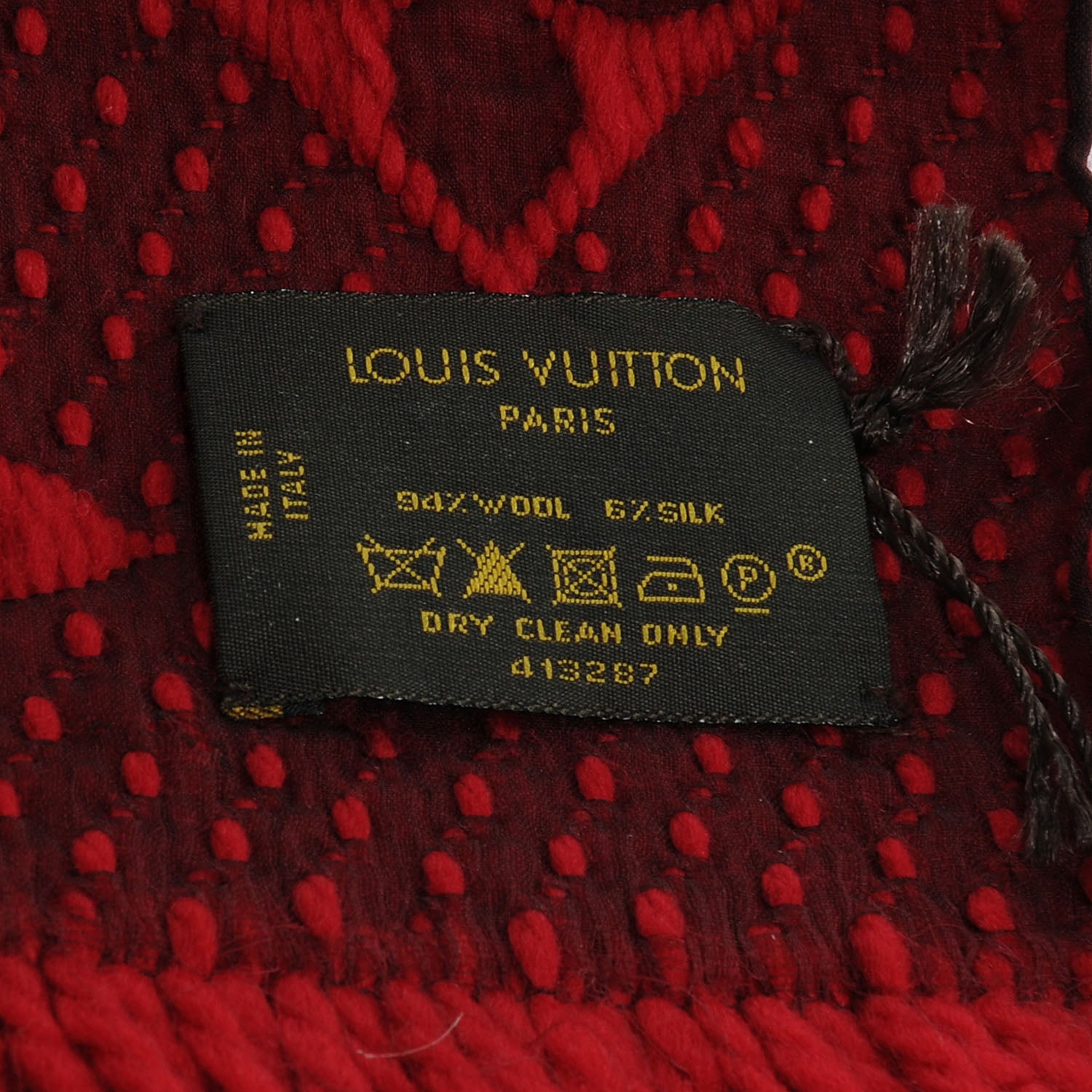 Louis Vuitton Wool Silk Logomania Scarf Rubis 4 of 4