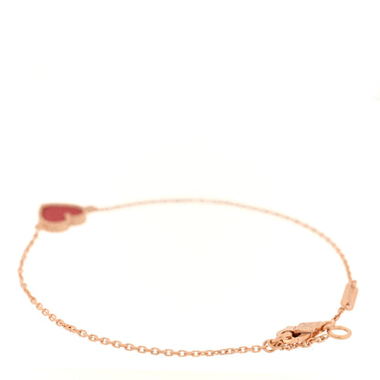 Van Cleef & Arpels 18K Rose Gold Carnelian Sweet Alhambra Heart Bracelet 2 of 3