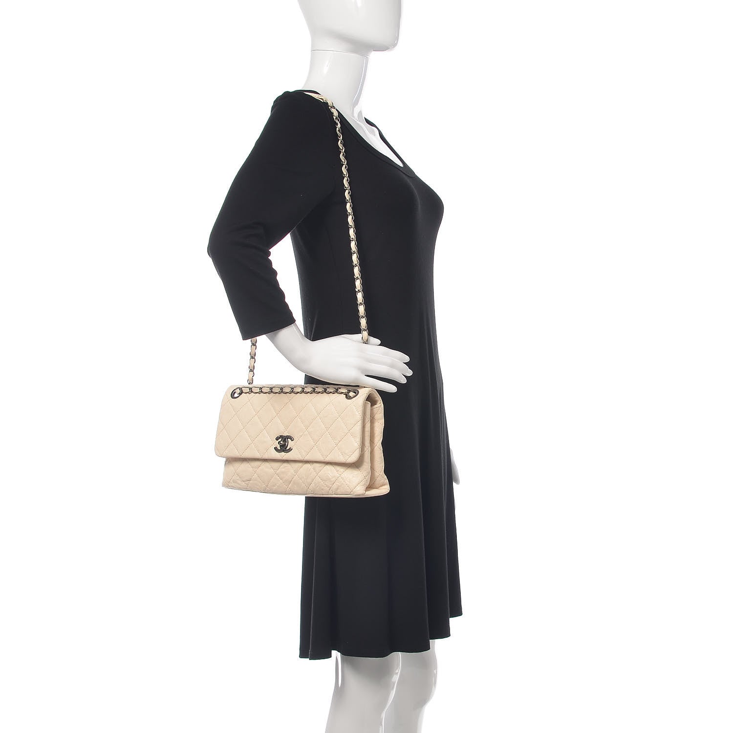 Chanel Goatskin Quilted Double Bag Flap White 2 of 9