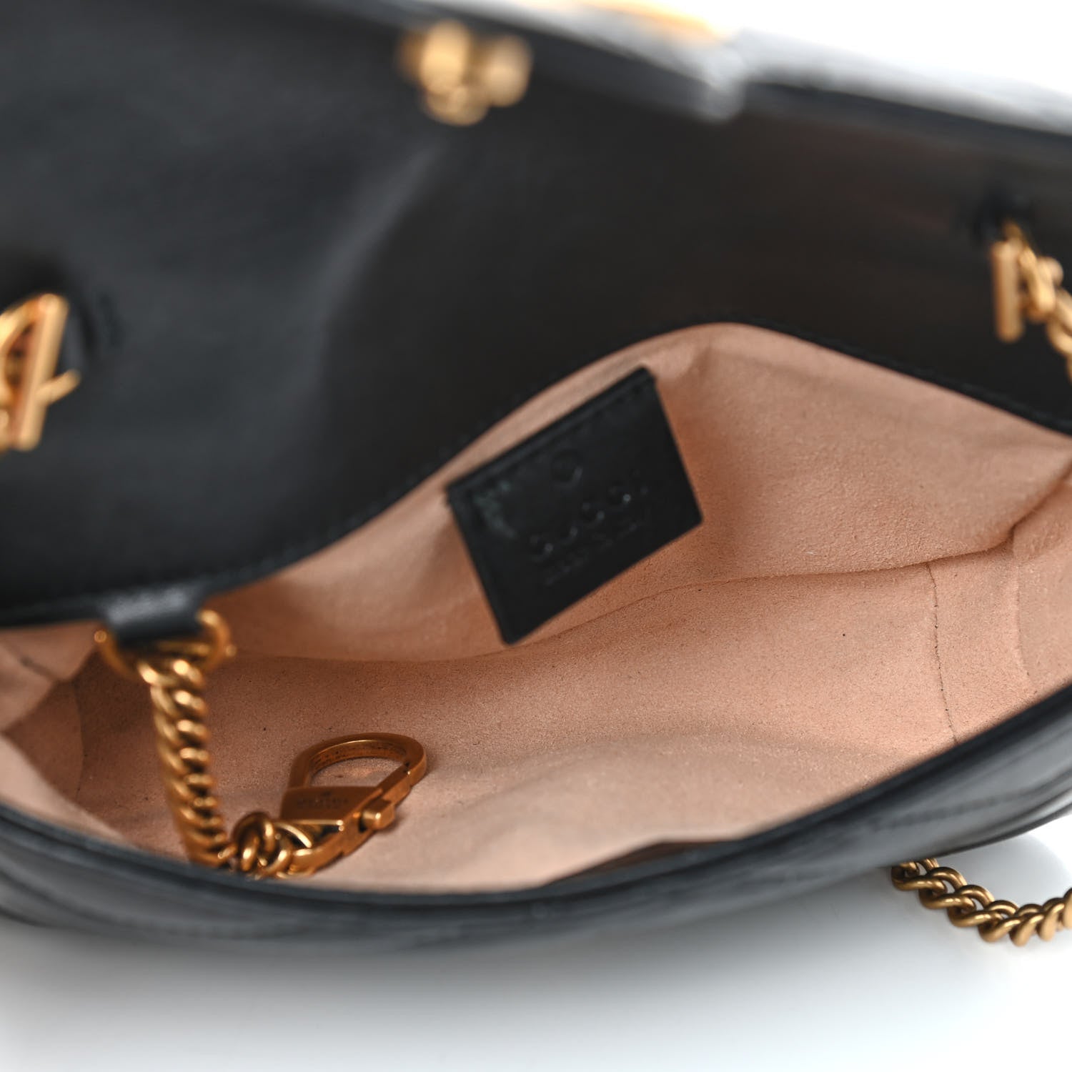 Gucci Calfskin Matelasse Super Mini GG Marmont Shoulder Bag Black 5 of 9