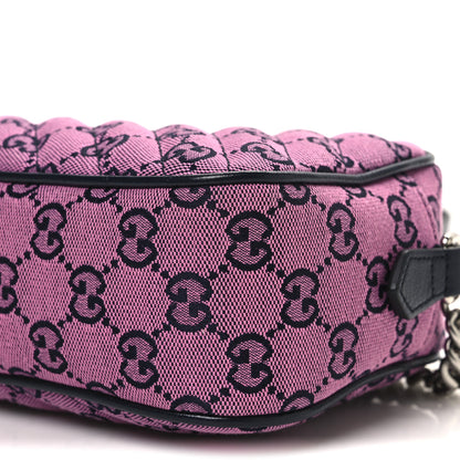 Gucci Monogram Multicolor Matelasse Diagonal Small GG Marmont Chain Shoulder Bag Pink Blue 10 of 10