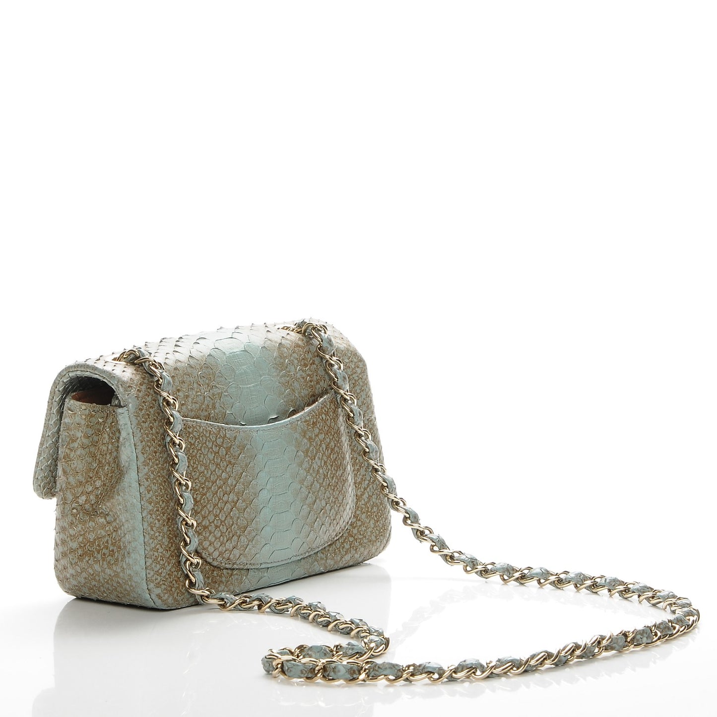 Python Mini Rectangular Flap Blue Brown