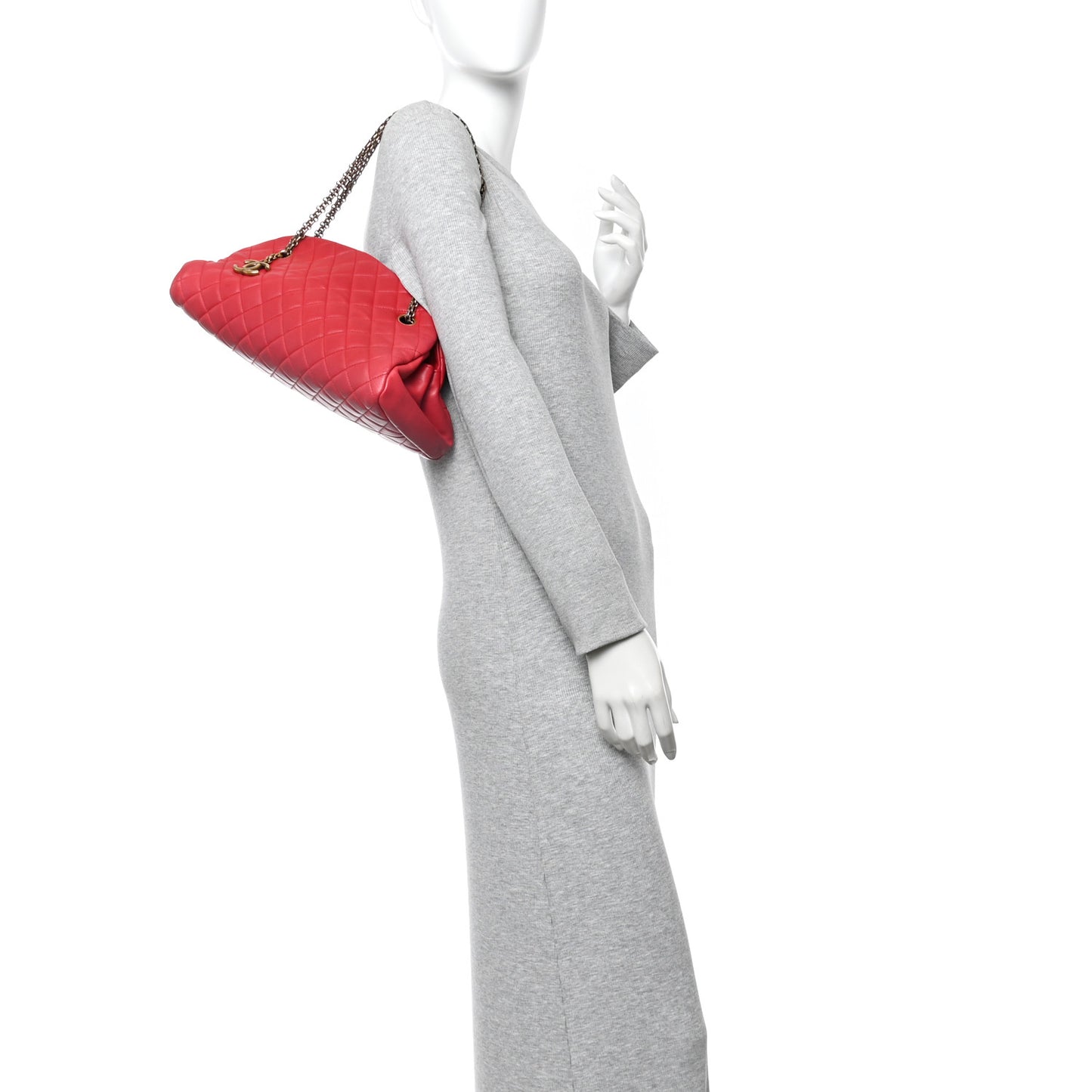 Calfskin Quilted Medium Just Mademoiselle Bowling Bag Red