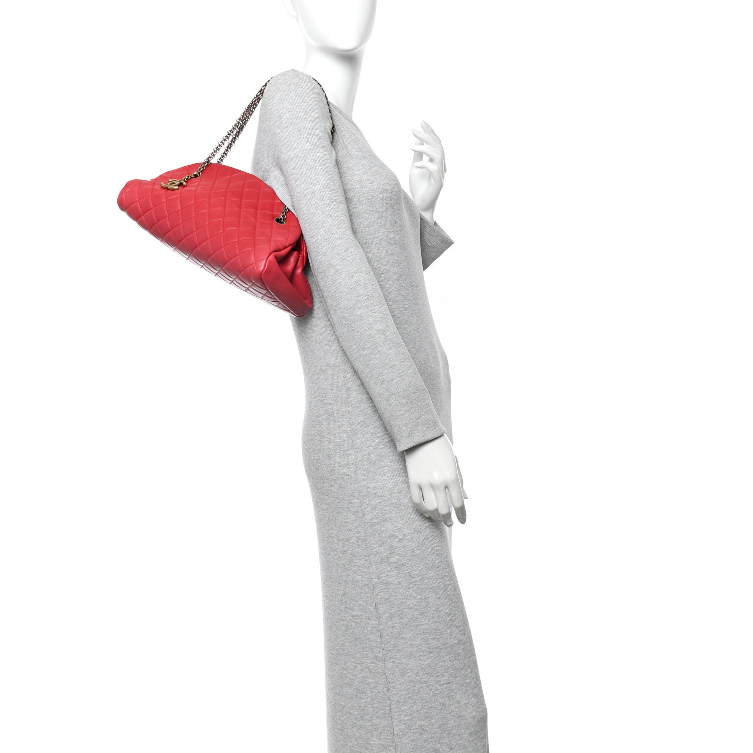 Chanel Calfskin Quilted Medium Just Mademoiselle Bowling Bag Red 2 of 12