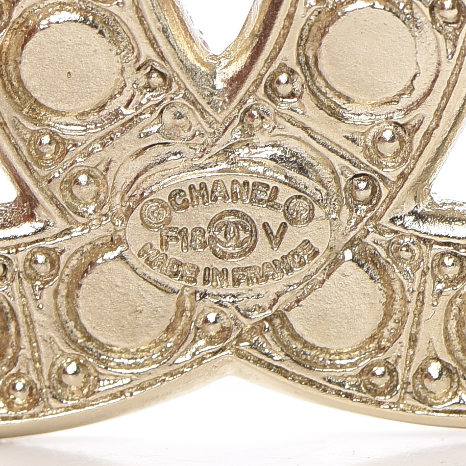 Chanel Pearl Crystal CC Brooch Gold 3 of 4