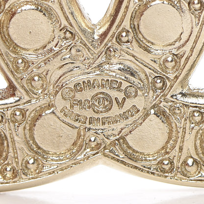 Chanel Pearl Crystal CC Brooch Gold 3 of 4