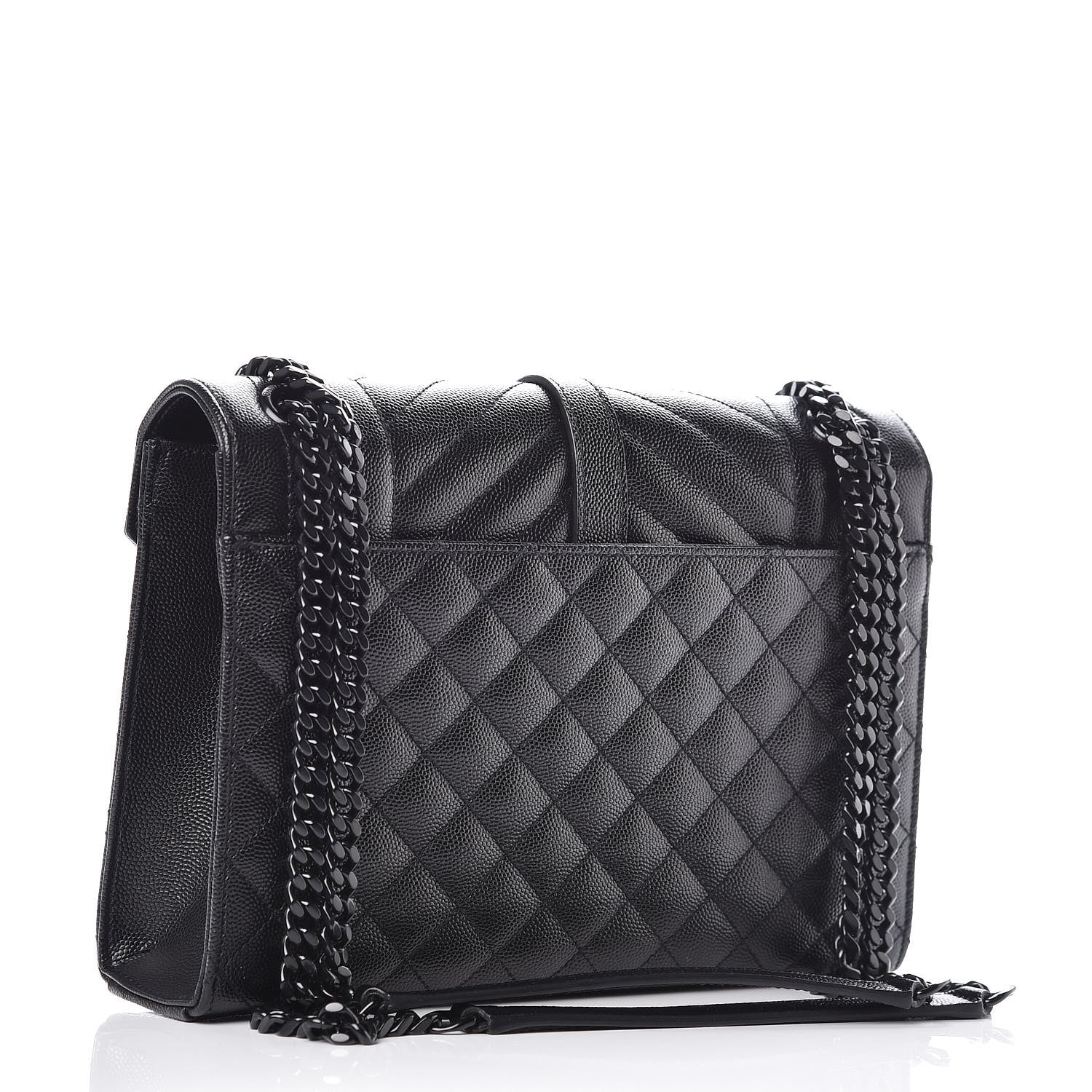 Saint Laurent Grain De Poudre Textured Mixed Matelasse Triquilt Medium Monogram Satchel Black 3 of 12