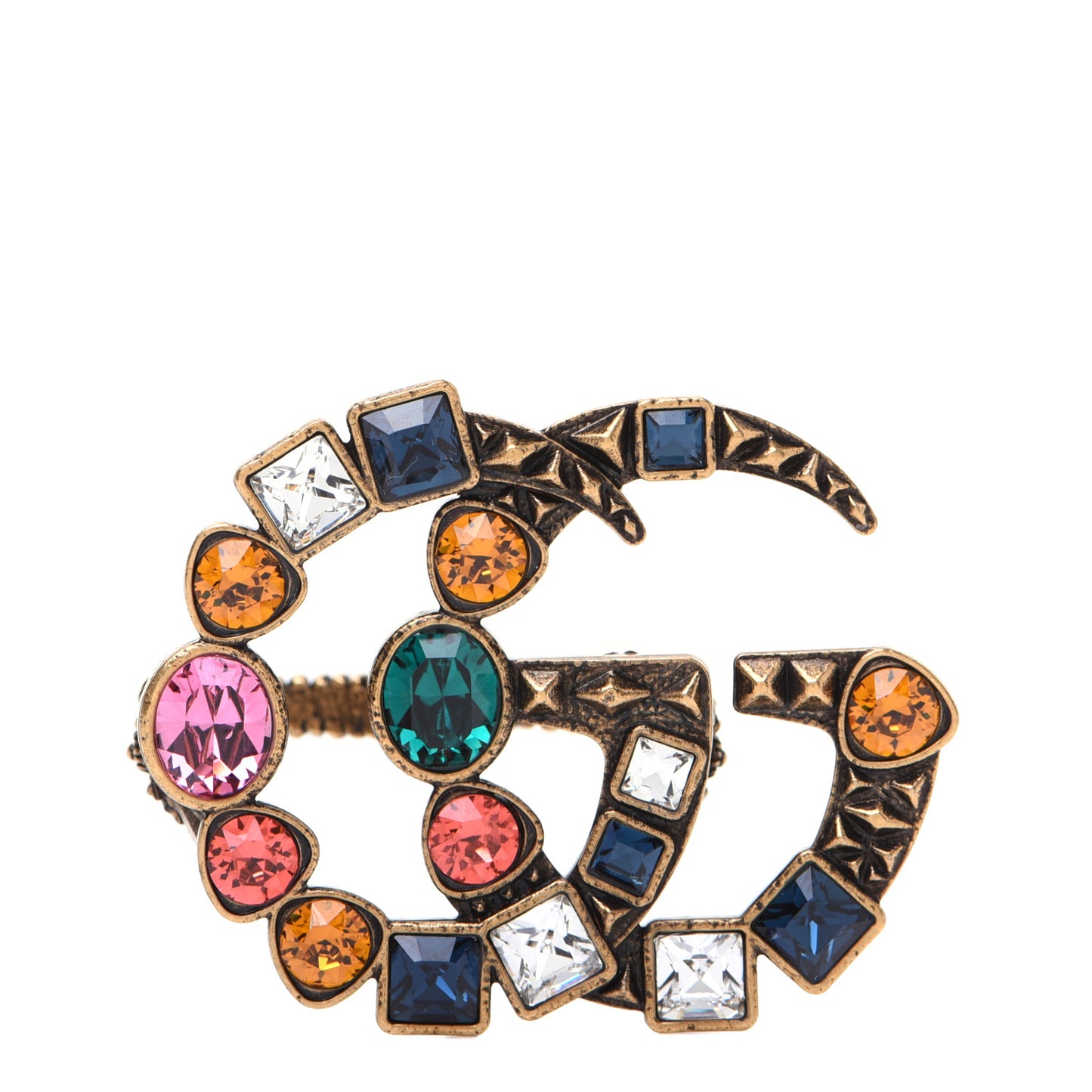 Crystal Double G Ring M Multicolor