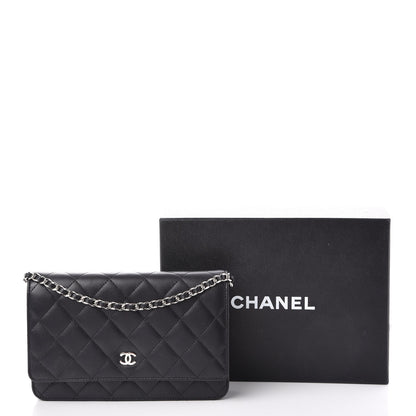 Chanel Lambskin Quilted Wallet On Chain WOC Black 10 of 10