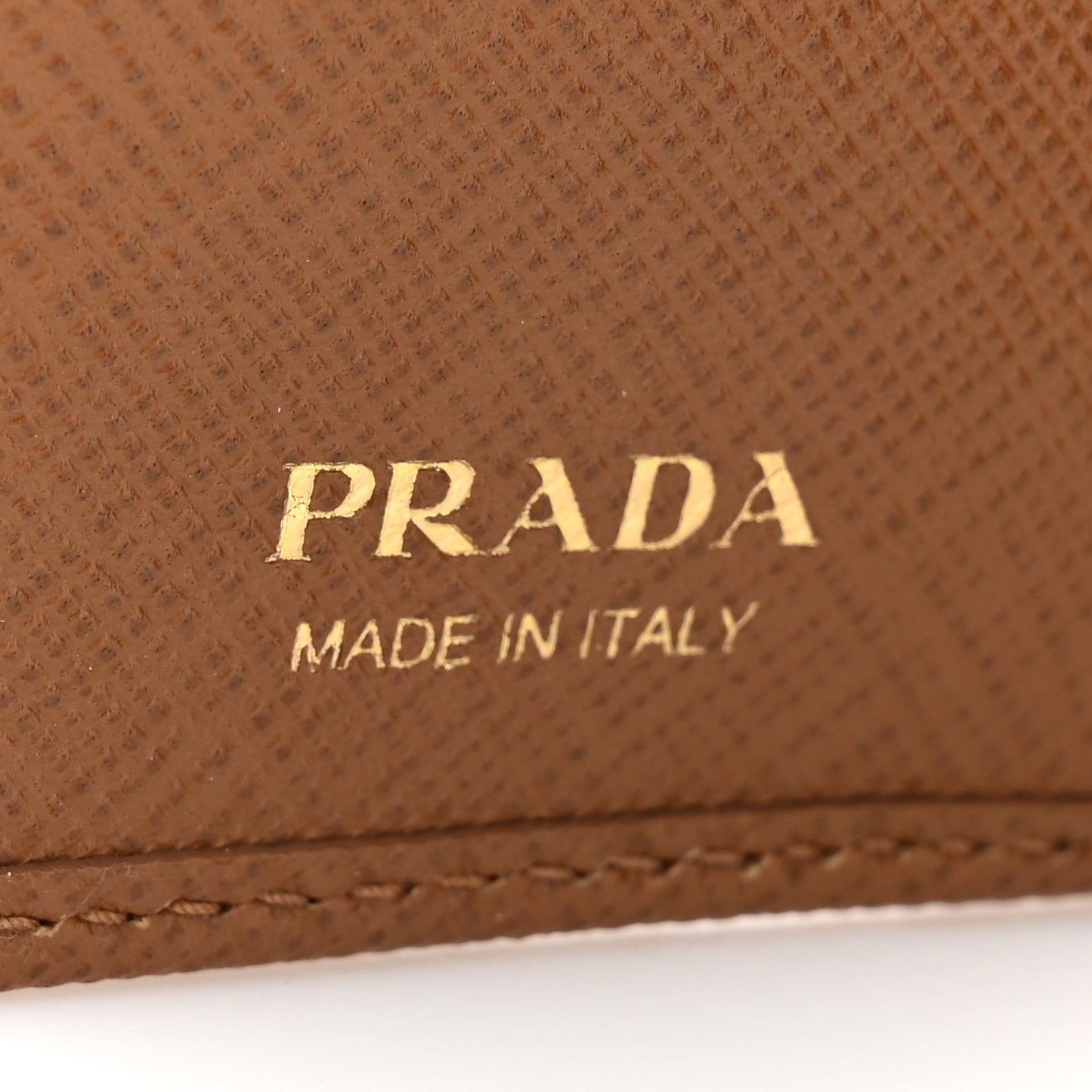 Saffiano Metal Compact Snap Bi-Fold Wallet Caramel