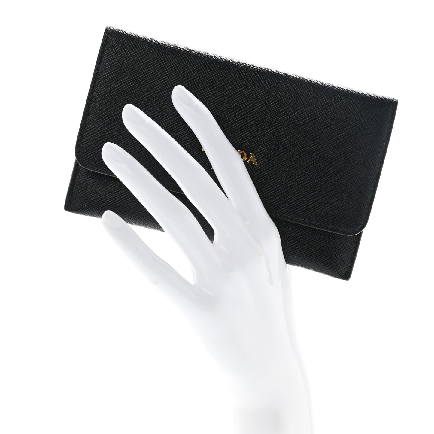 Saffiano Metal Flap Wallet Black