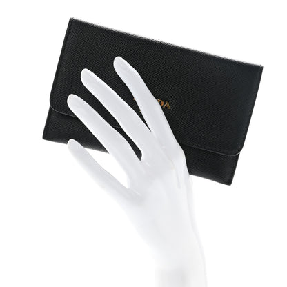 Prada Saffiano Metal Flap Wallet Black 2 of 6
