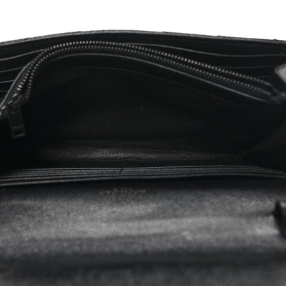 Saint Laurent Grain De Poudre Matelasse Chevron Monogram Monochrome Chain Wallet Black 5 of 11