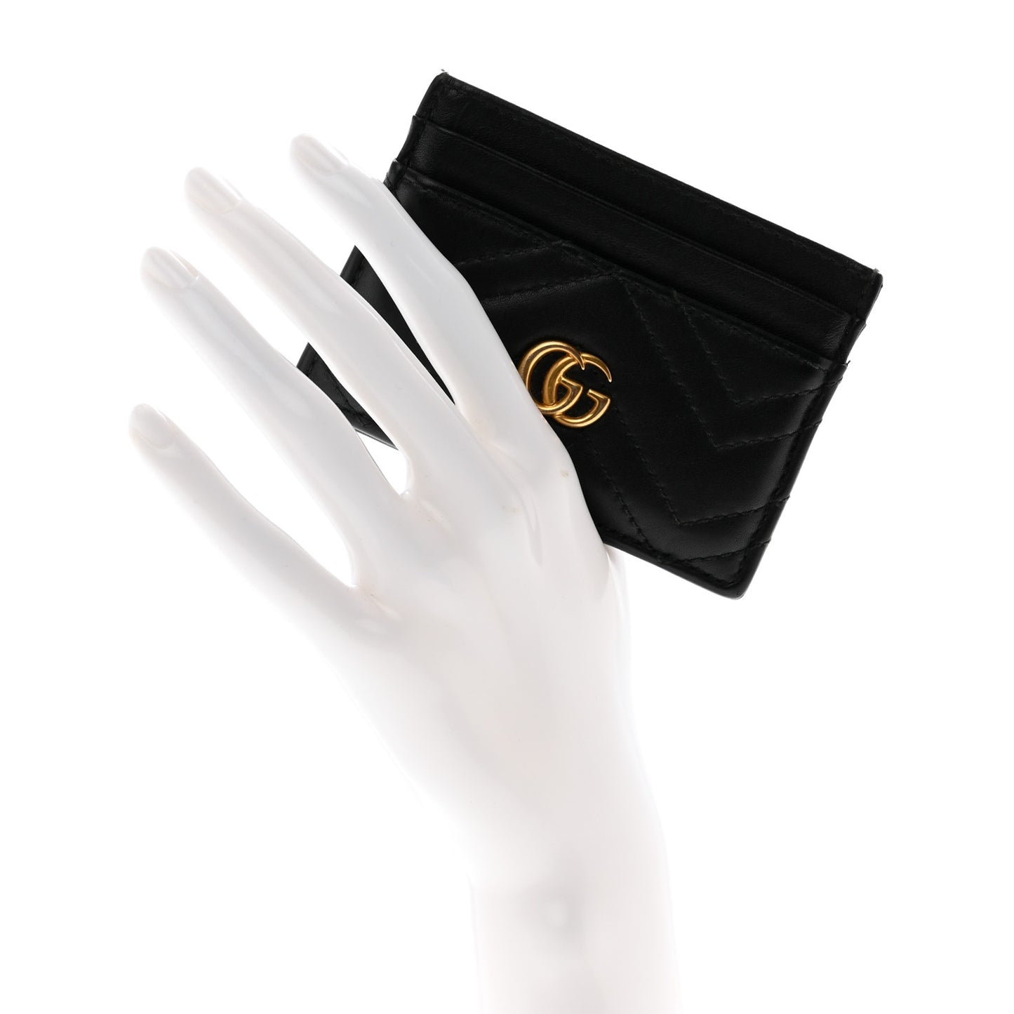 Calfskin Matelasse GG Marmont Card Holder Black