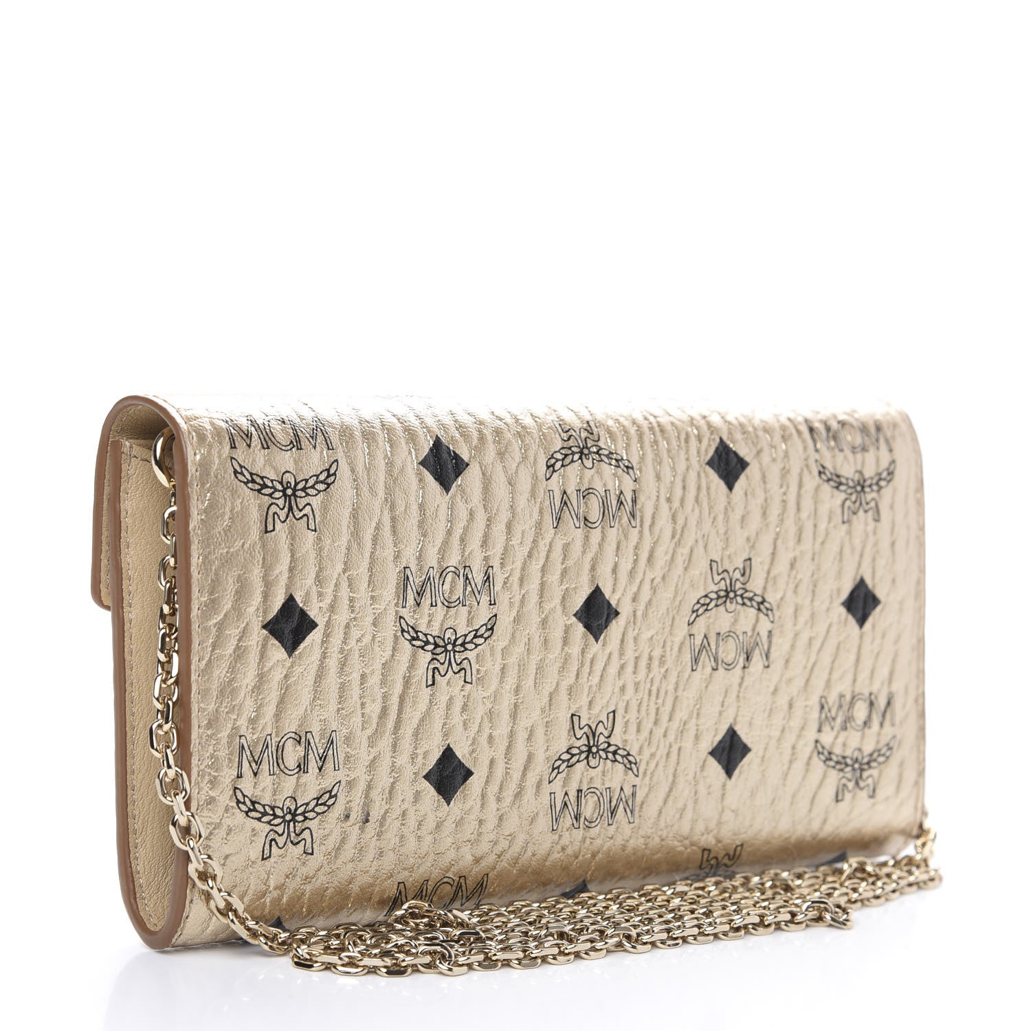 MCM Metallic Visetos Patricia Wallet On Chain Gold 3 of 10